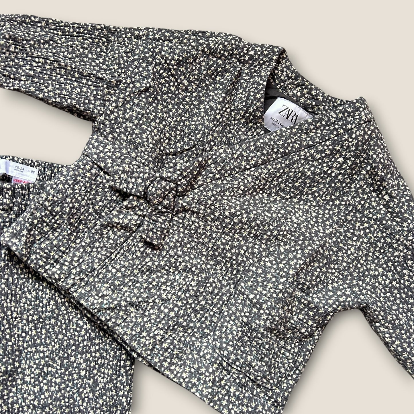 18-24 Months Zara Navy Blue Floral co ord Kimono Jacket and Trousers Set