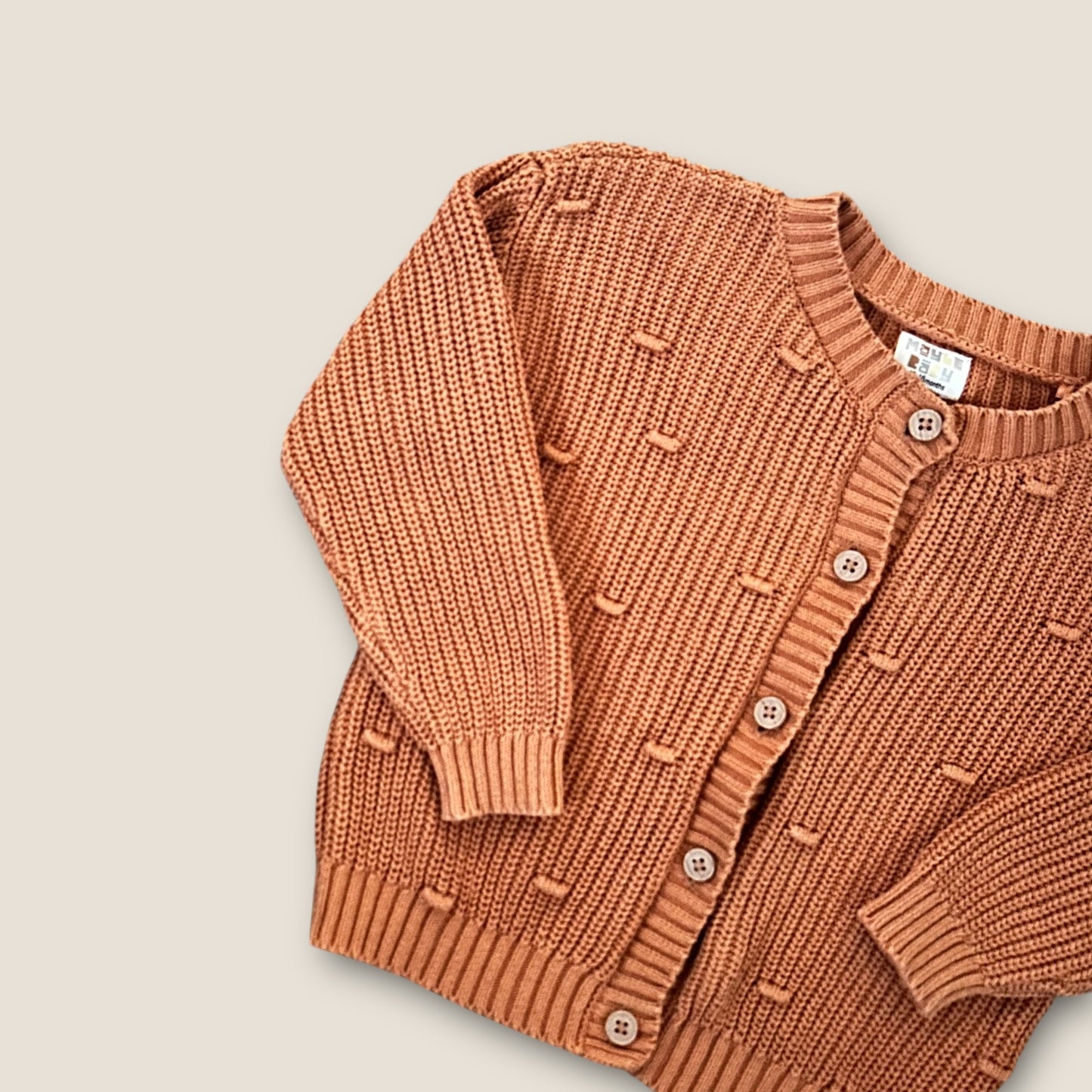 12-18 Months Maybe Baby Orange Knitted Chunky Unisex Cardigan