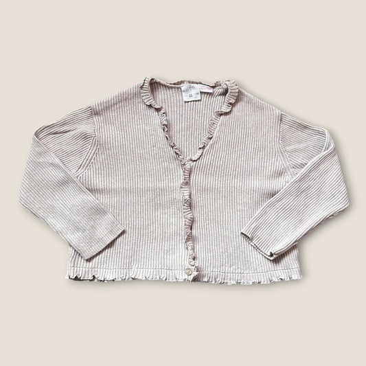 4-5 Years Zara Beige Ribbed Button up Long Sleeve Top