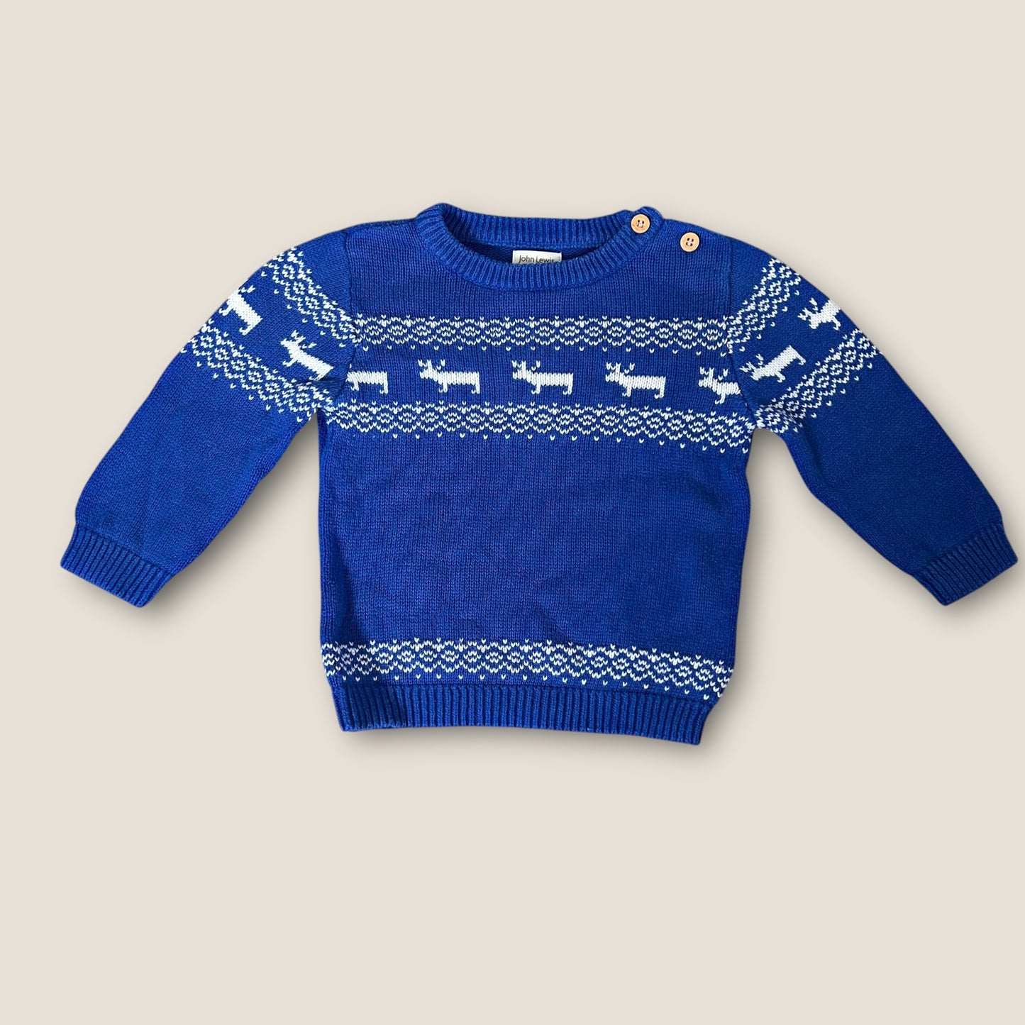0-3 Months John Lewis Baby Blue Fair Isle Christmas Jumper