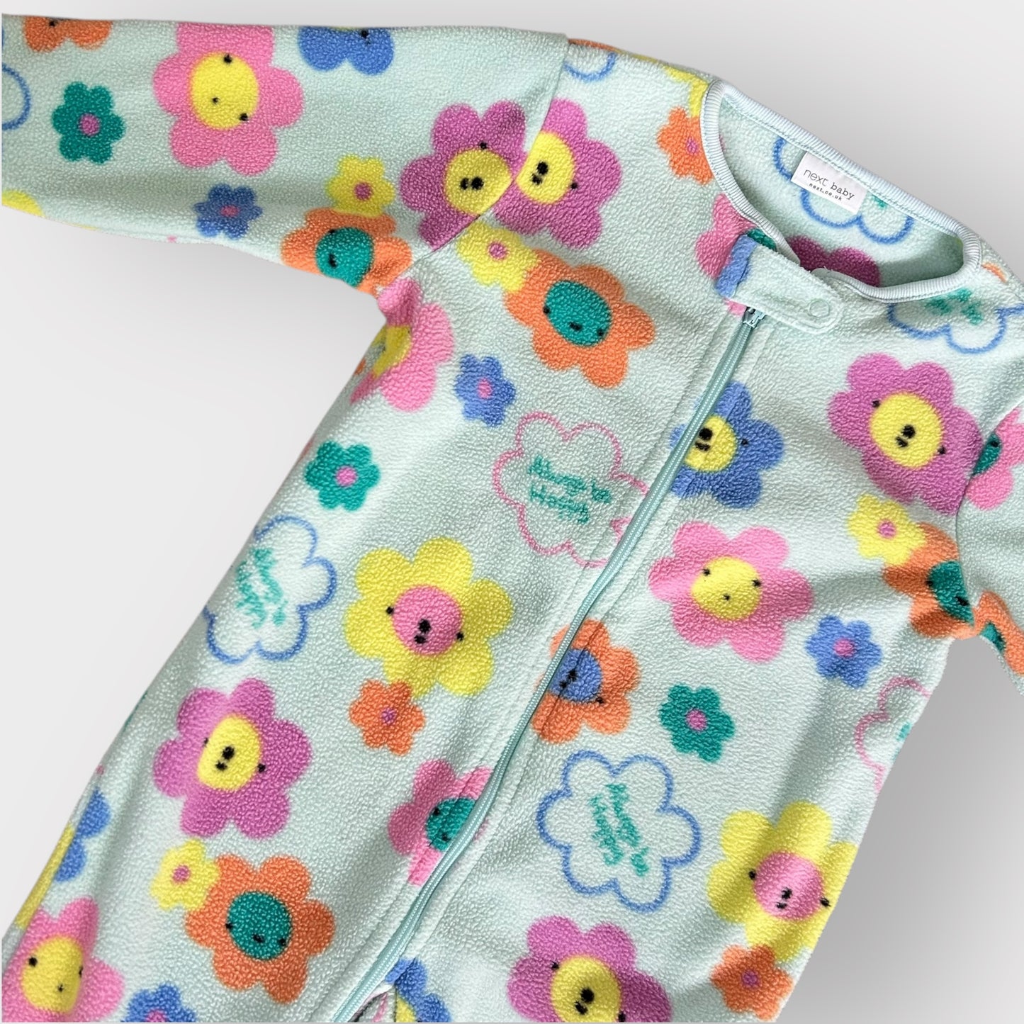 6-9 Months Next Mint Green Pastel Floral Fleece Sleepsuit