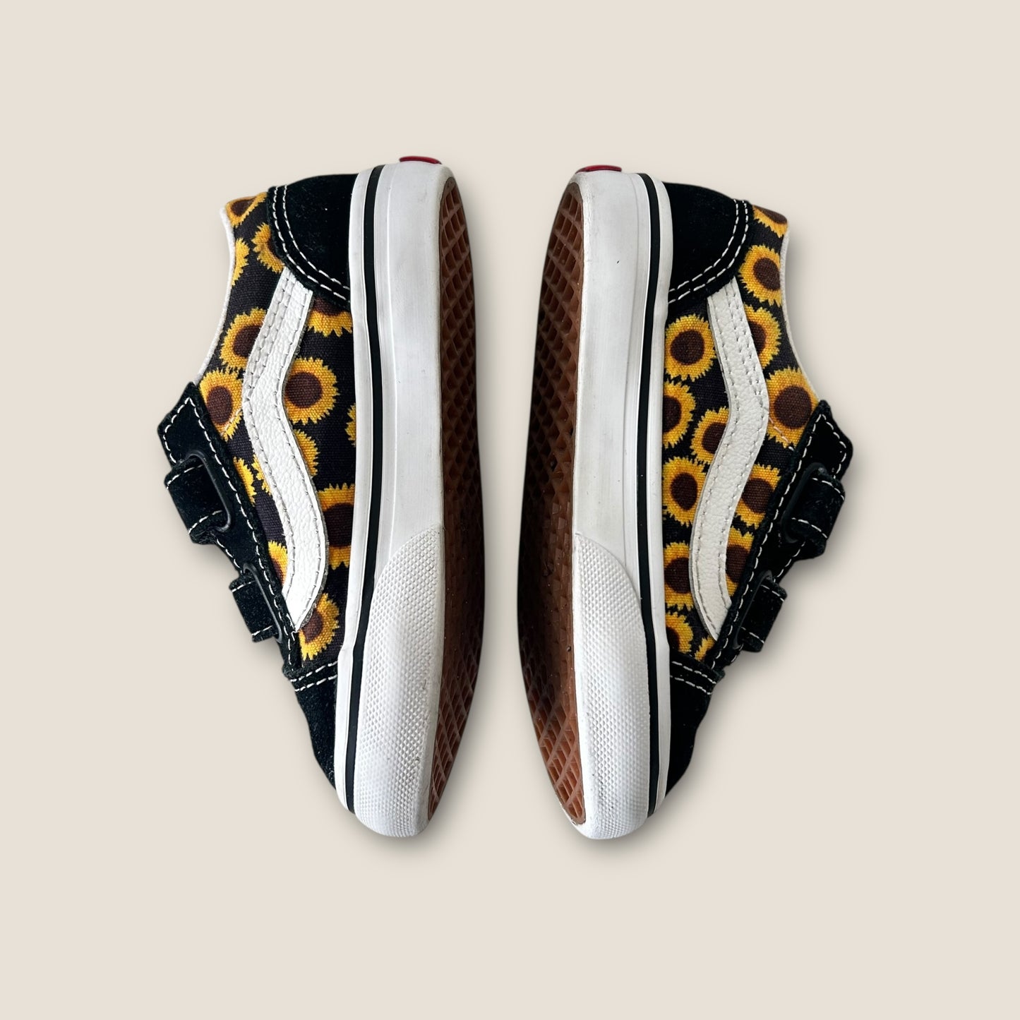 UK Infant Size 7 Vans Classic Velcro Sunflower Black Trainers