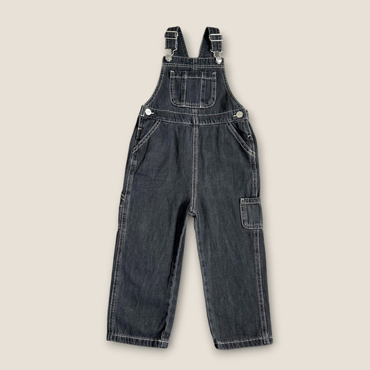3-4 Years George Washed Black Contrast Stitch Dungarees