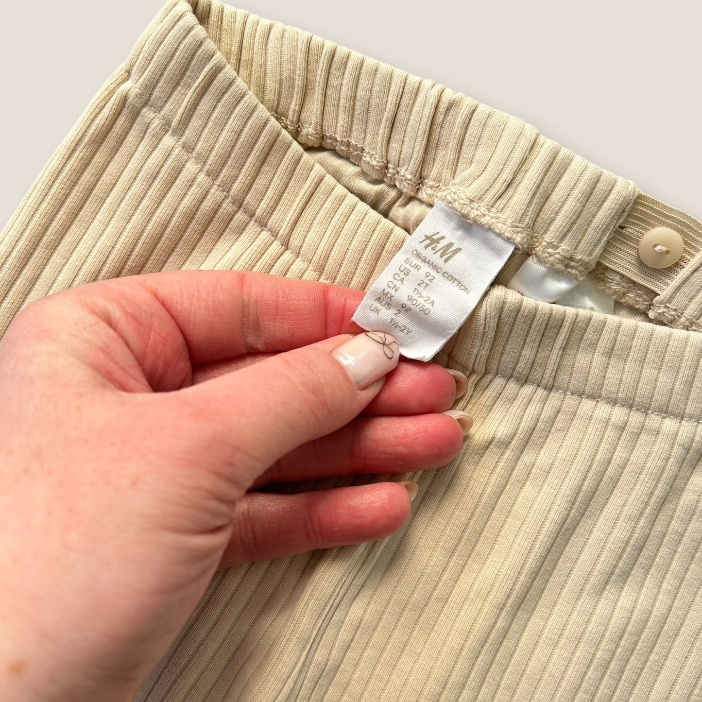 18-24 Months H&M Ribbed Plain Beige Cream Leggings Bundle X2 Pairs