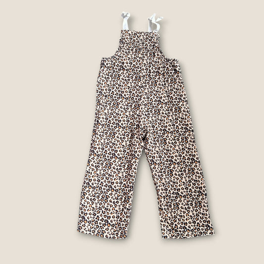5-6 Years Zara Leopard Print Muslin Cotton Dungarees Jumpsuit