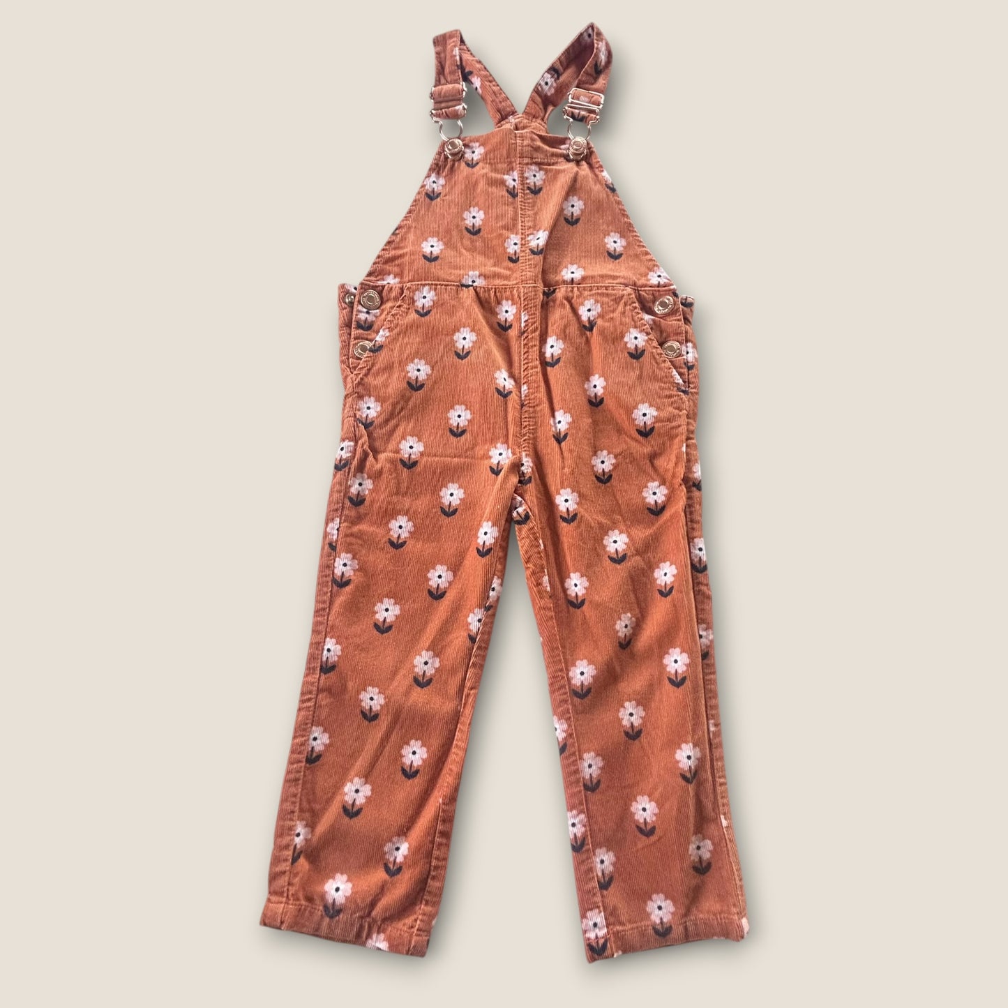 18-24 Months Vert Baudet Retro Orange Floral Romper Dungarees