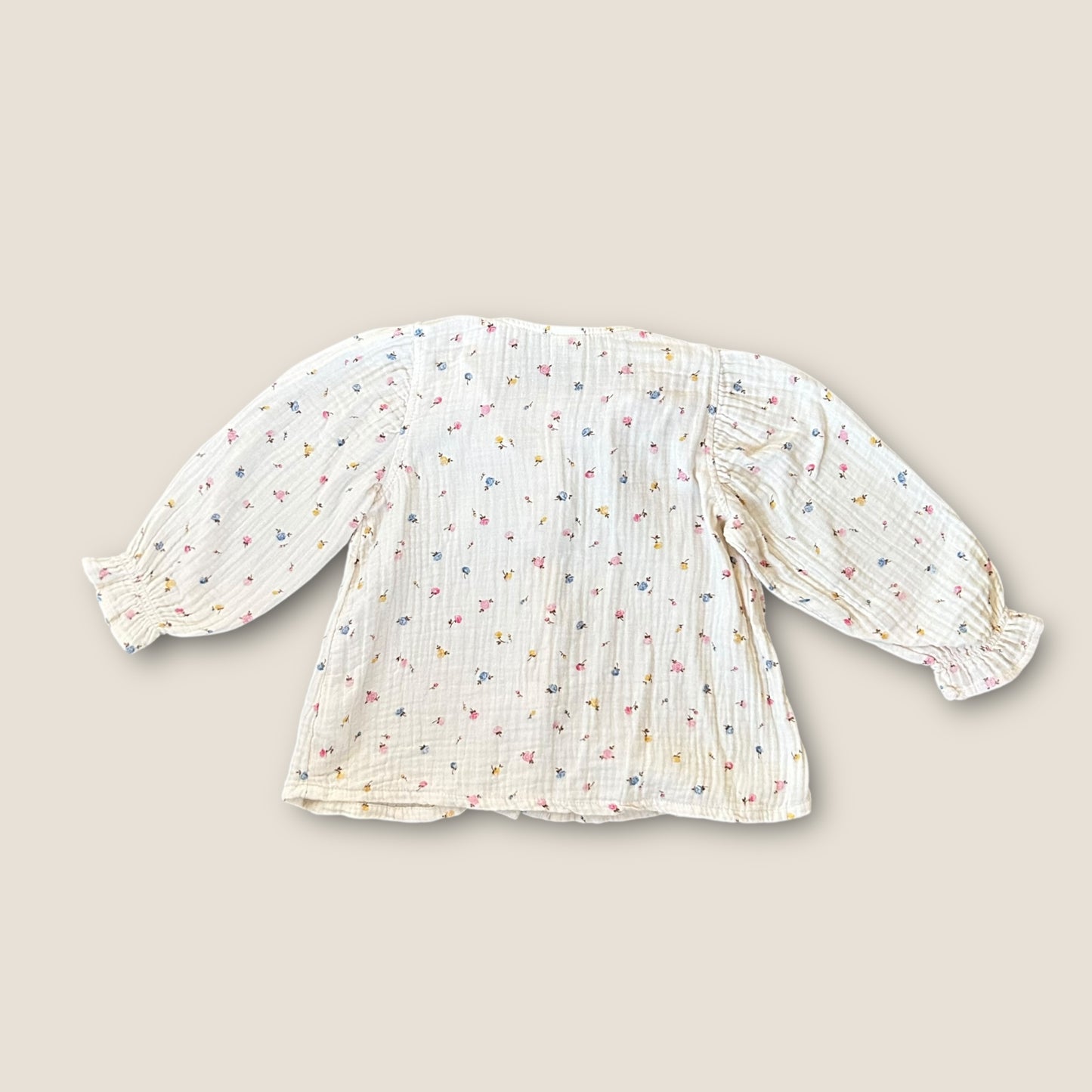 1.5-2 Years H&M Cream Floral Muslin Long Sleeve Top