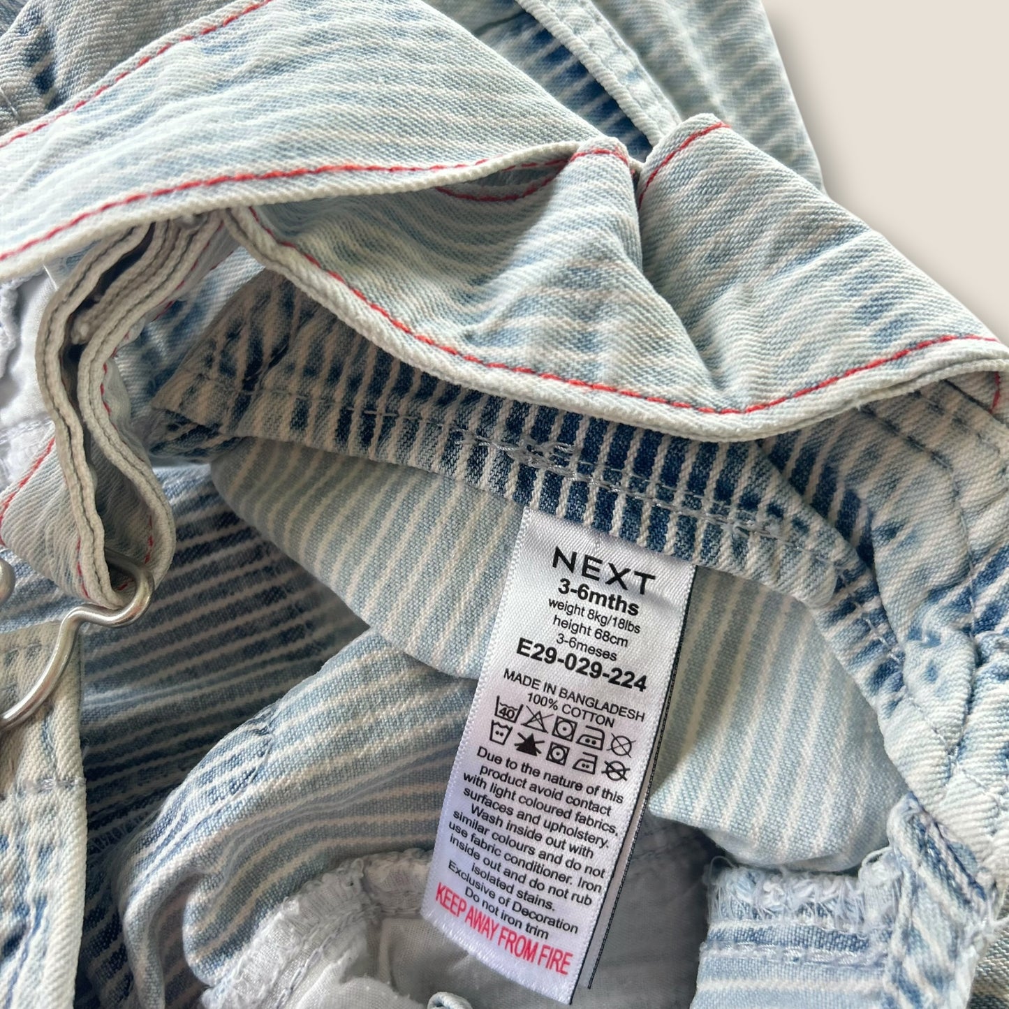 3-6 Months Next Pinstripe Strawberry Dungarees