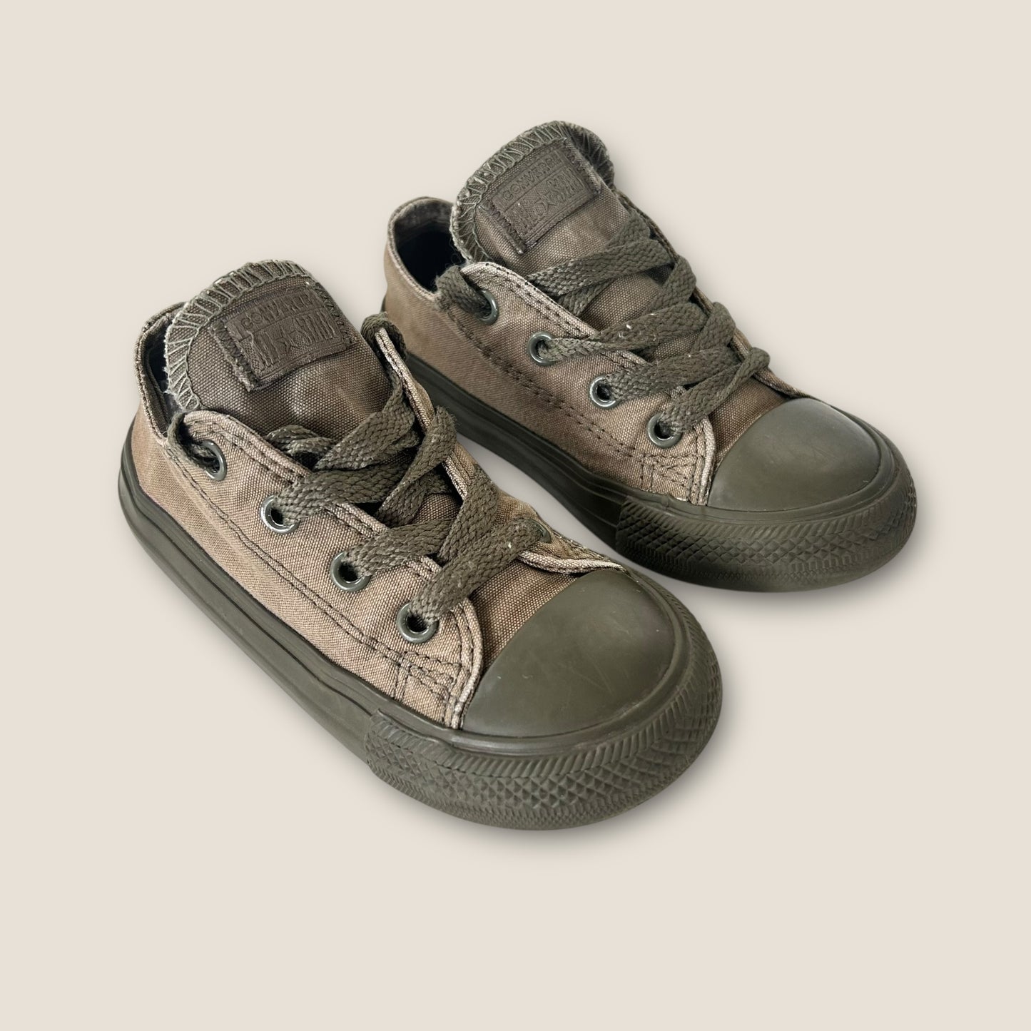 UK Infant Size 8 Khaki Green Low Converse Trainers