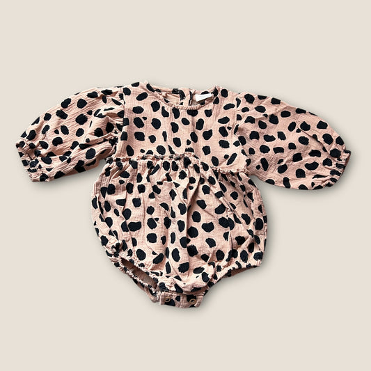 0-3 Months Next Brown Beige Polka Dot Romper Suit