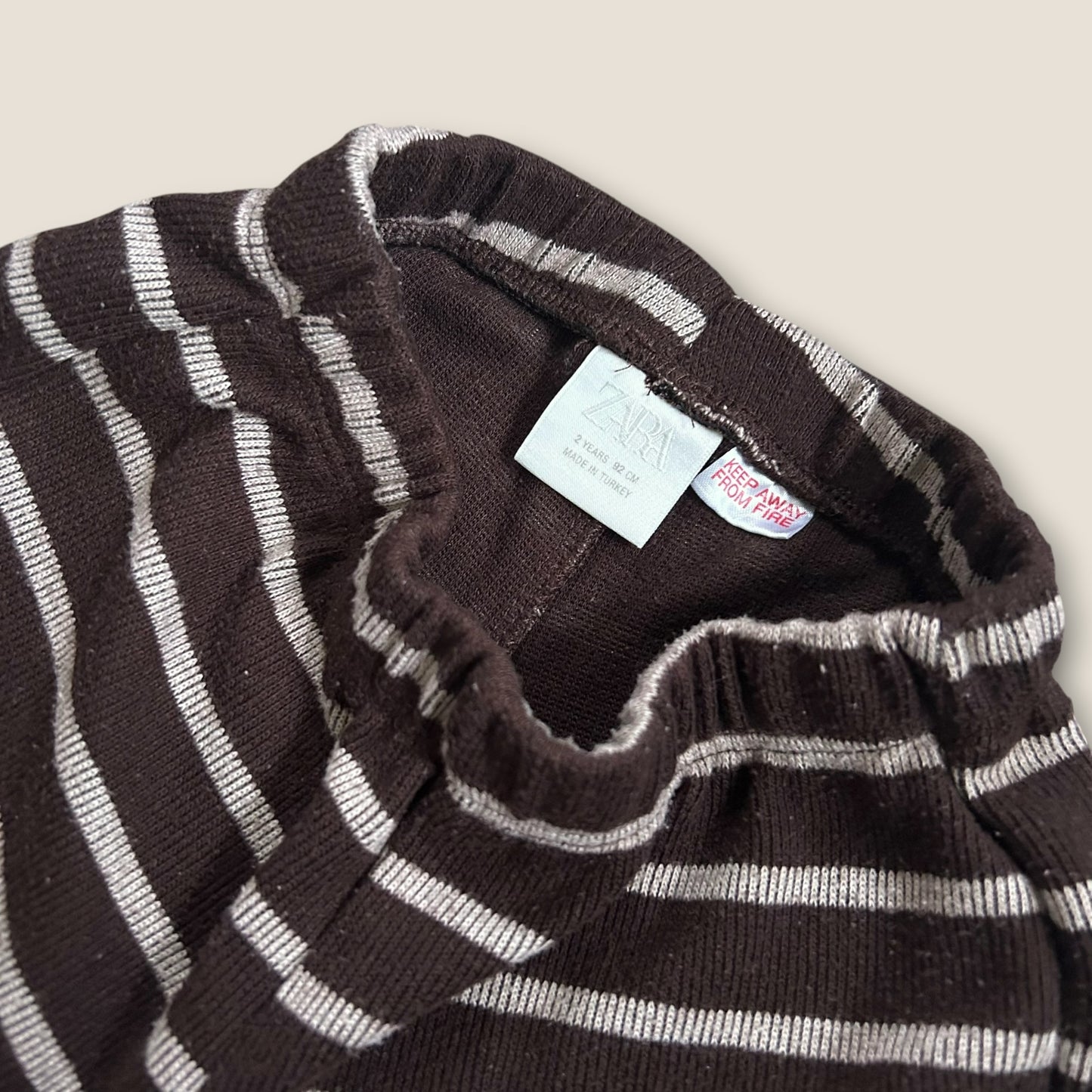 18-24 Months Zara Brown Woven Striped Wide Leg Trousers
