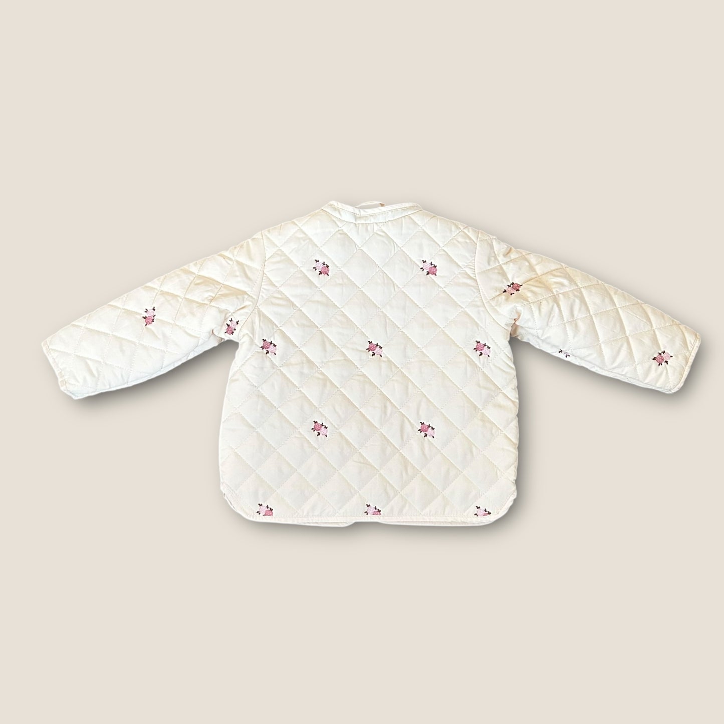 12-18 Months H&M Cream Embroidered Floral Quilted Padded Jacket
