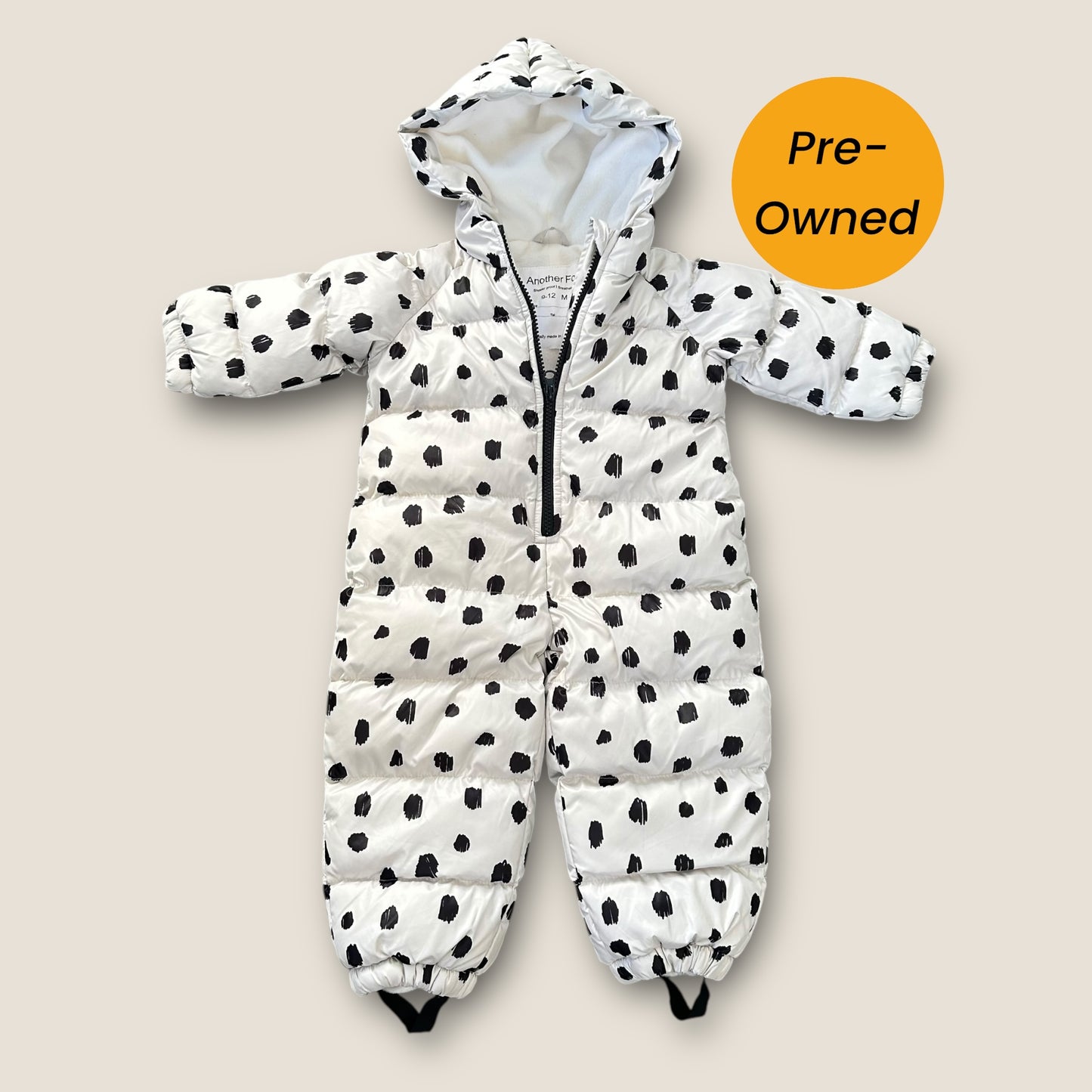 9-12 Months Another Fox Cream and Black Polka Dot Snowsuit