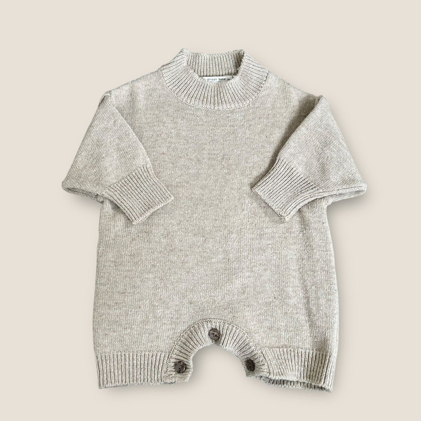 3-6 Months Anggo Bebe Korean Fashion Beige Knitted Romper Suit