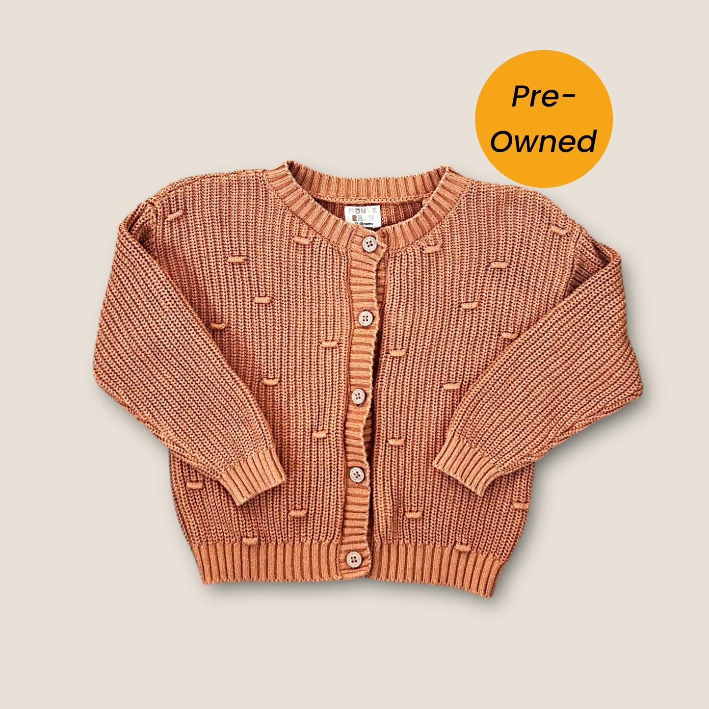12-18 Months Maybe Baby Orange Knitted Chunky Unisex Cardigan