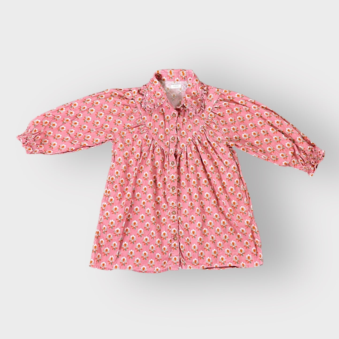 3-4 Years Next Pink Retro Floral Long Sleeved Shirt Dress