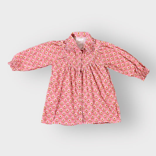 3-4 Years Next Pink Retro Floral Long Sleeved Shirt Dress