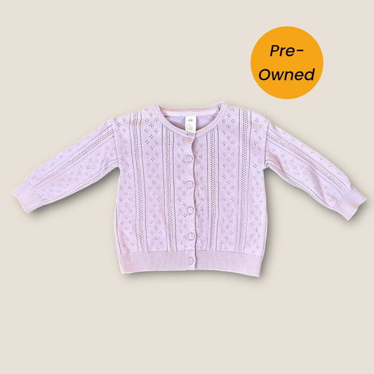 12-18 Months H&M Lilac Purple Fine Knit Pointelle Cardigan