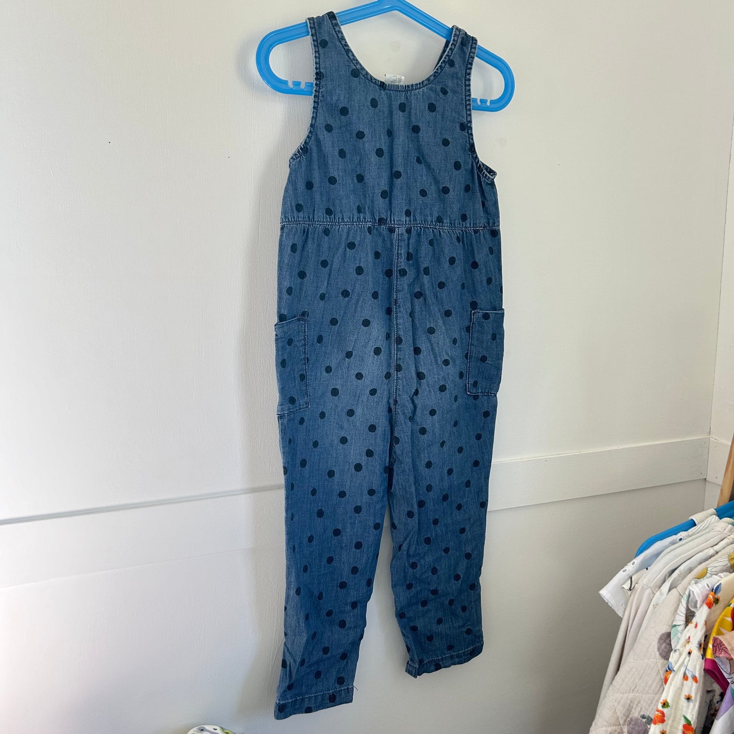 3-4 Years H&M Blue Denim Polka Dot Jumpsuit Dungarees