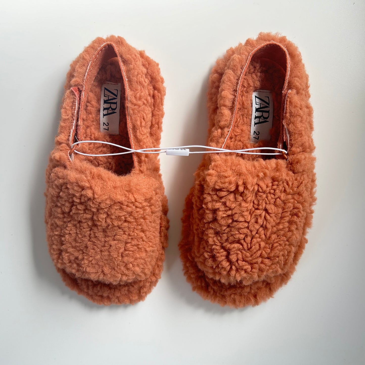 Infant UK 9 EU 27 Zara Orange Fluffy Slider Sandals NEW