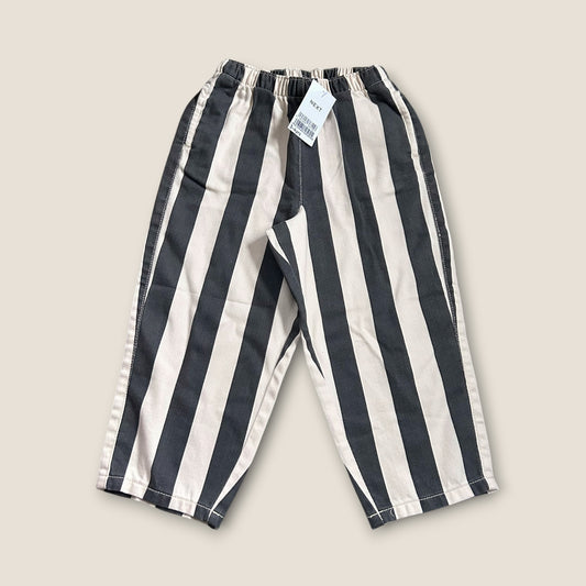 3-4 Years Next Grey and White Striped Wide Barrel Leg Jeans New