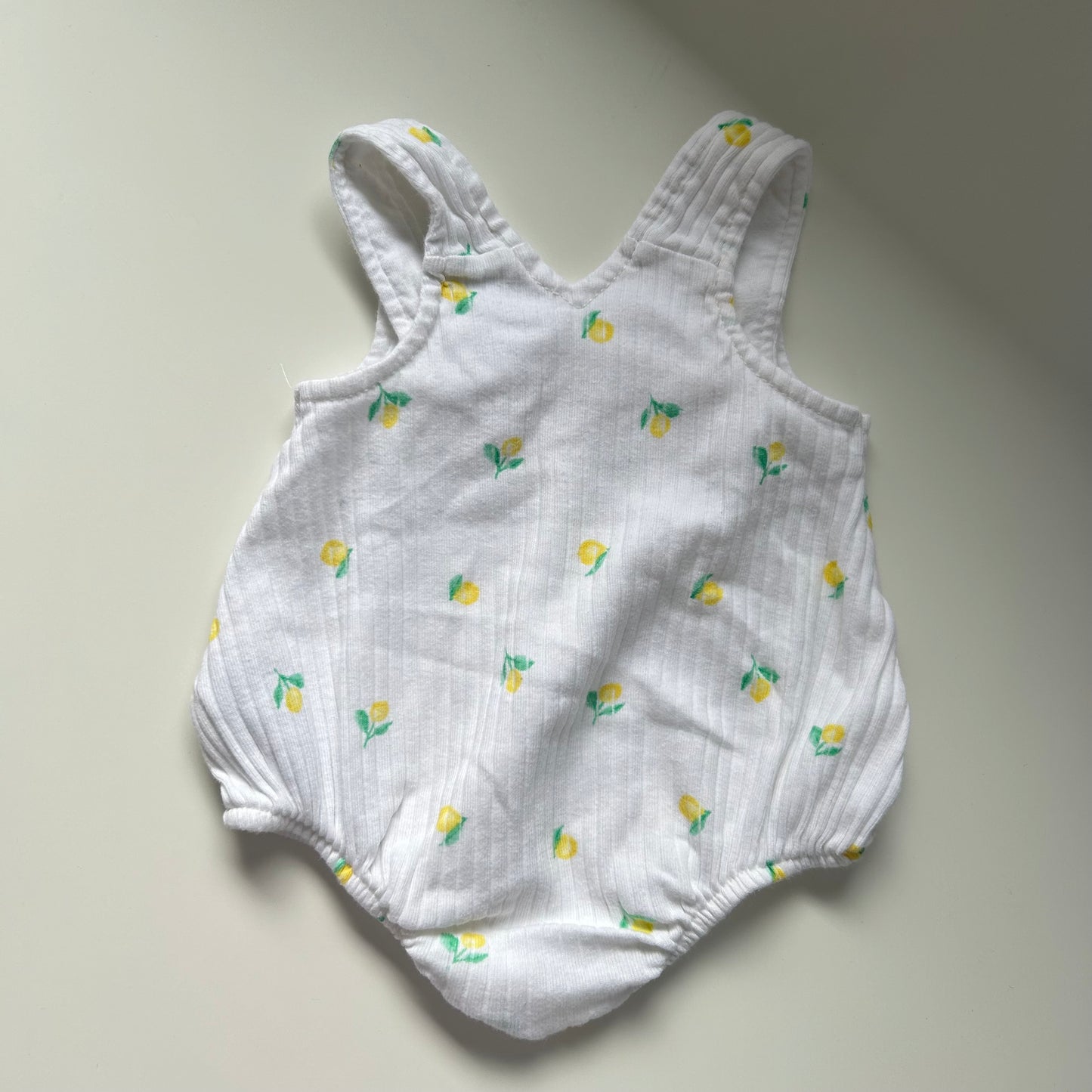 Newborn Primark White Lemons Printed Ribbed Romper Suit