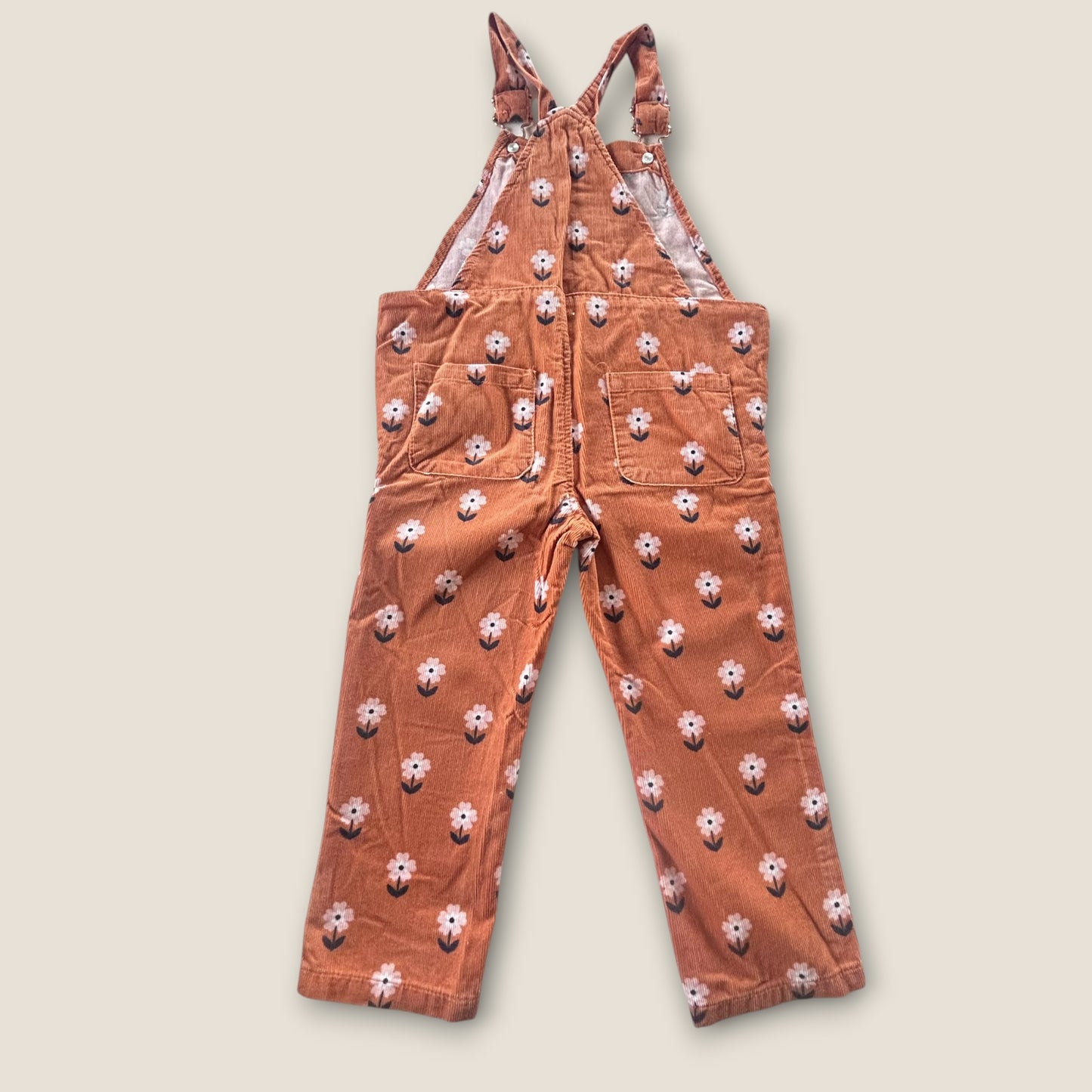 18-24 Months Vert Baudet Retro Orange Floral Romper Dungarees