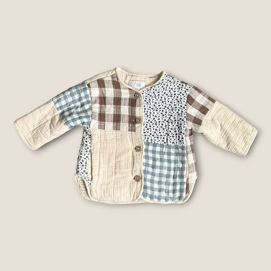 3-4 Years Zara Girls Beige Cream Patchwork Quilted Jacket