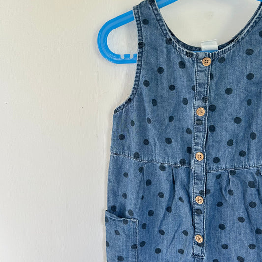 3-4 Years H&M Blue Denim Polka Dot Jumpsuit Dungarees