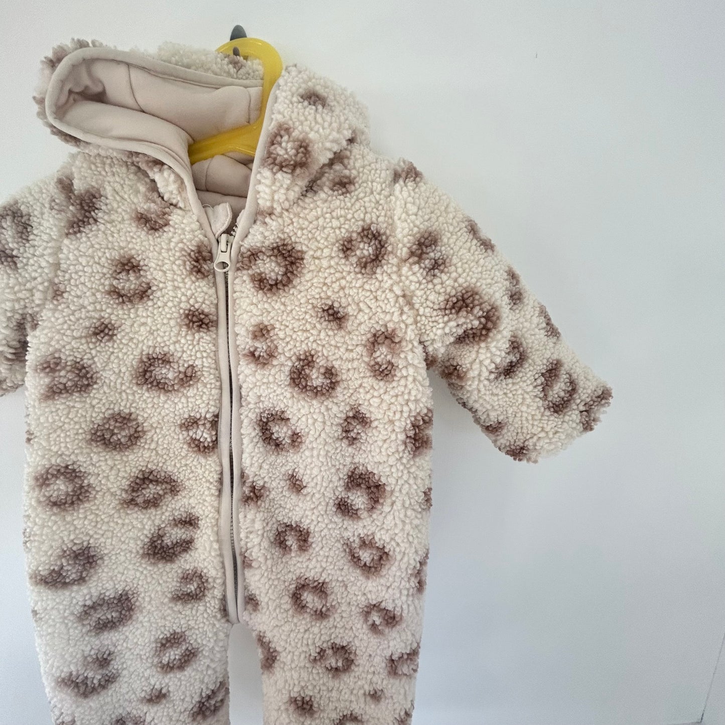 3-6 Months Matalan Beige Boucle Leopard Print Snow/Pramsuit Coat