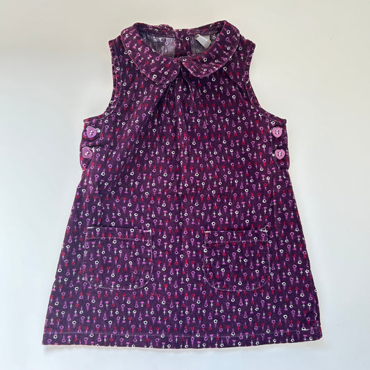 9-12 Months vintage TU purple and pink retro floral pinafore Dress