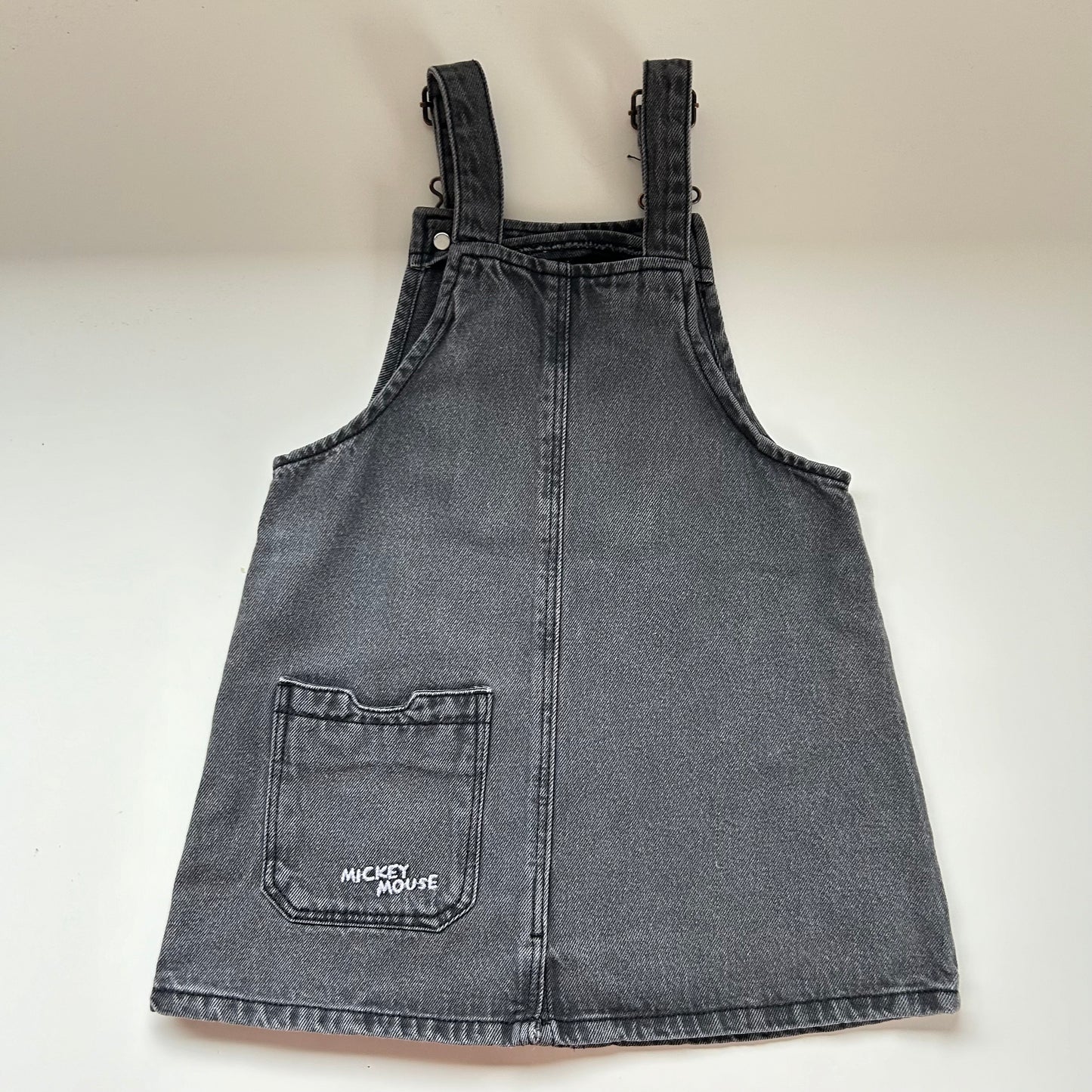 2-3 Years Mickey Mouse X Zara Washed Grey Denim Dungaree Dress