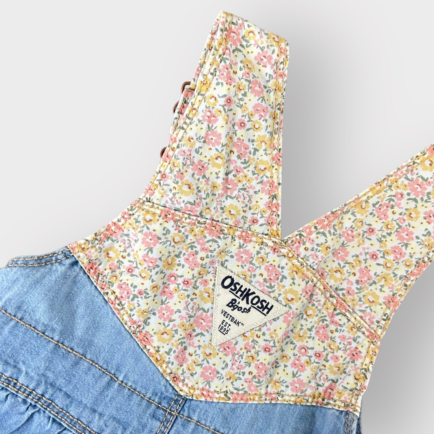 9-12 Months OshKosh Vintage Floral Denim Dungaree Dress