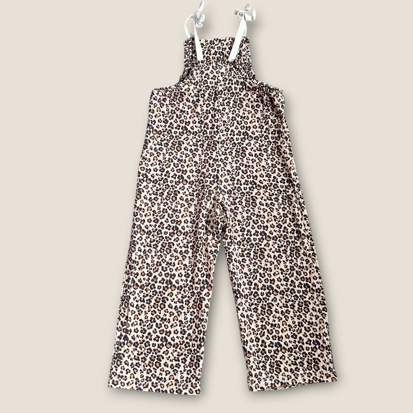 5-6 Years Zara Leopard Print Muslin Cotton Dungarees Jumpsuit
