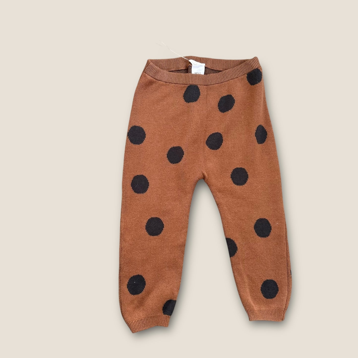 1.5-2 Years Next Brown Unisex Polka Dot Knitted Jumper and Trousers Co Ord Set New