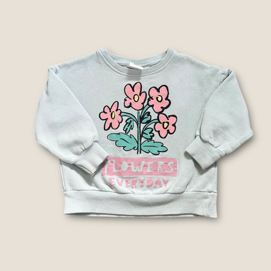 12-18 Months Zara Light Blue Floral Graphic Sweatshirt