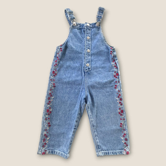 12-18 Months Zara Denim Embroidered Floral Dungarees
