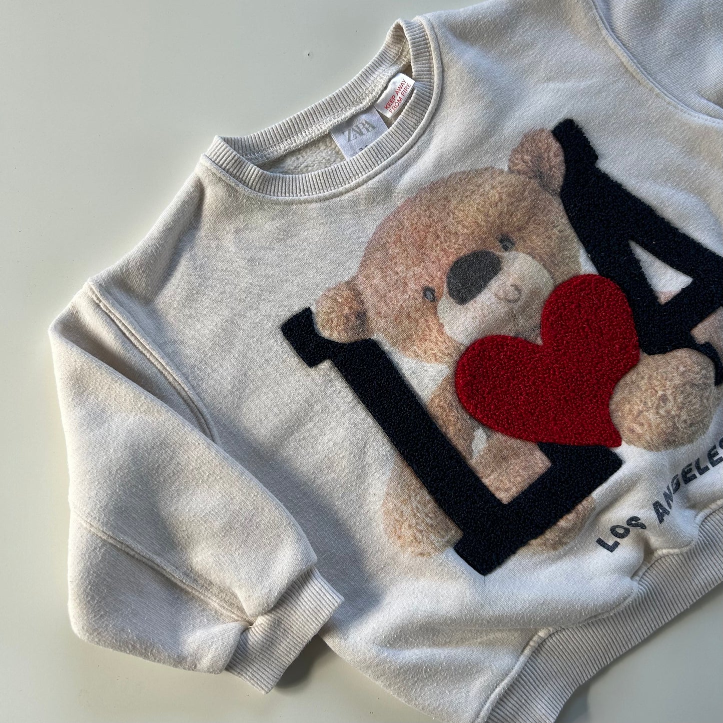 2-3 Years Zara Cream LA Hearts Bear Sweatshirt