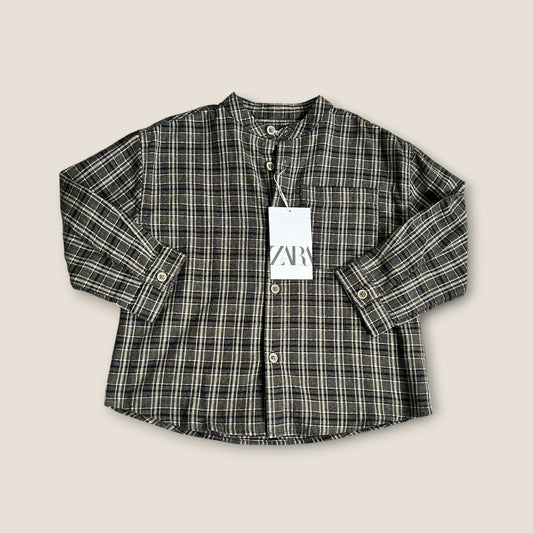 3-4 Years Zara Khaki Green Checkered Flannel Shirt New