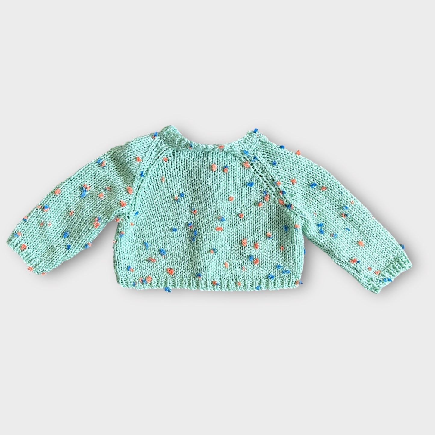 0-6 Months Hand Knitted Mint Green Speckled Knit Cardigan