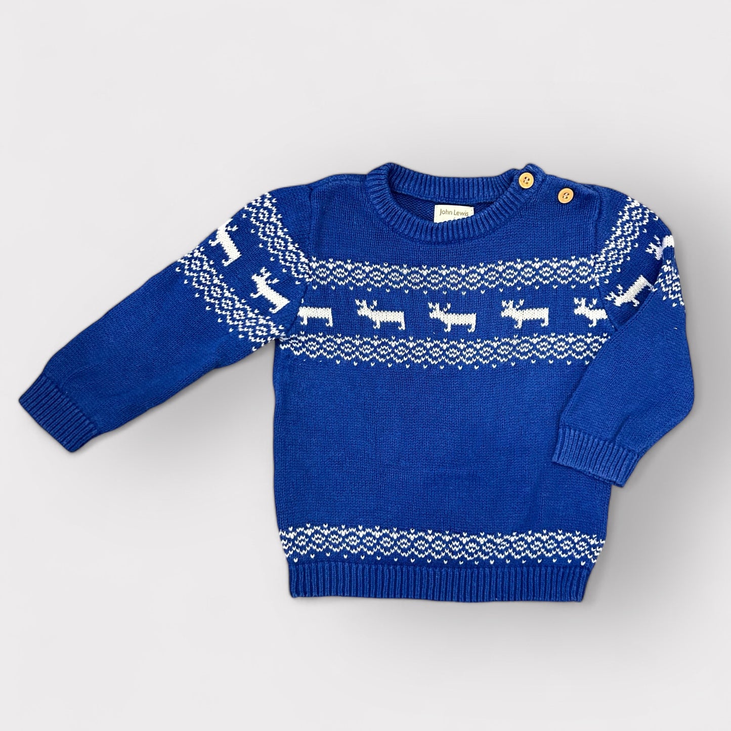 0-3 Months John Lewis Baby Blue Fair Isle Christmas Jumper