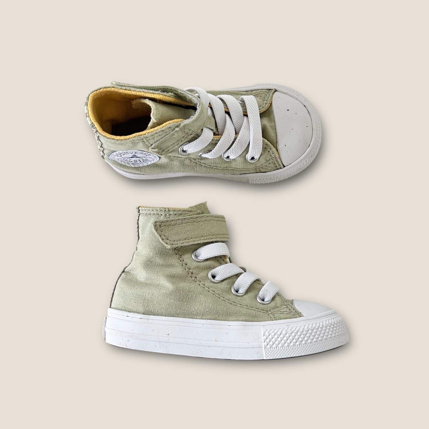 UK Infant Size 5 Sage Green High Top Converse Trainers