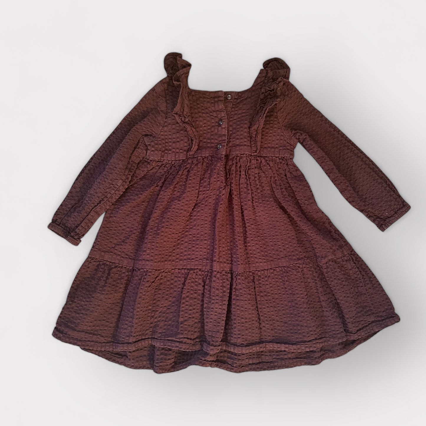 2-3 Years H&M Burgundy Red Waffle texture Long Sleeve Dress