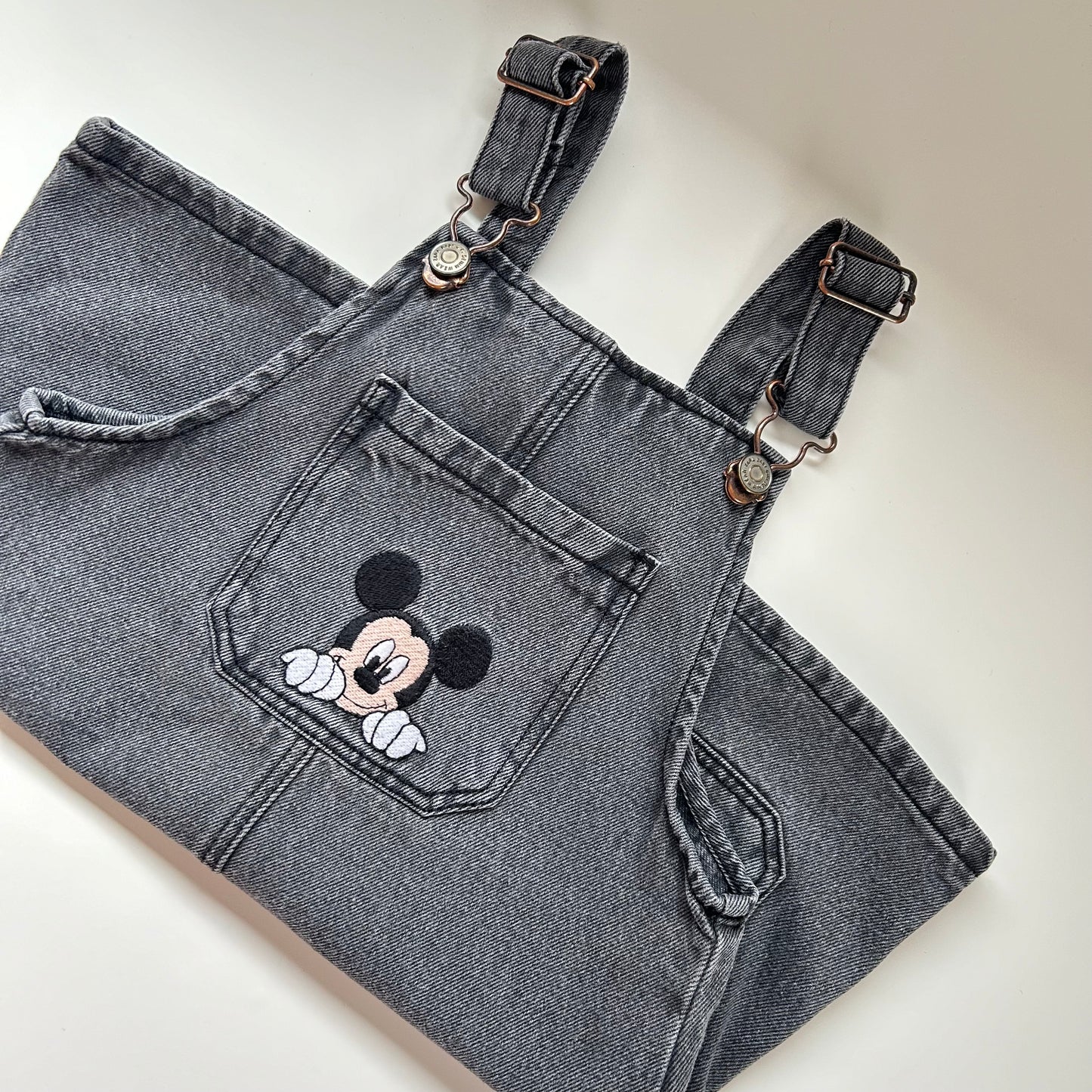 2-3 Years Mickey Mouse X Zara Washed Grey Denim Dungaree Dress