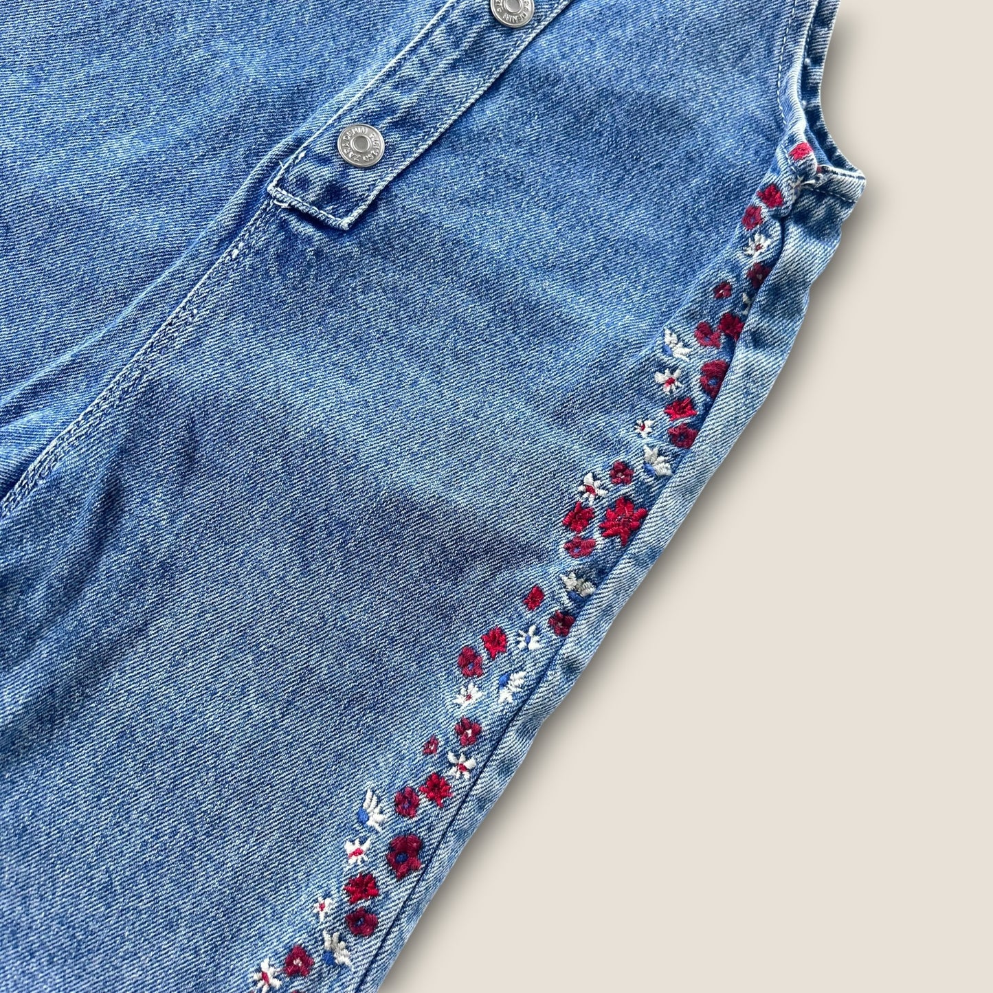12-18 Months Zara Denim Embroidered Floral Dungarees