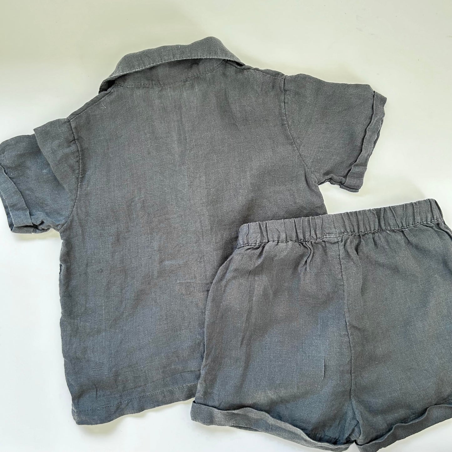 9-12 Months H&M Grey Charcoal Linen Two Piece Co-ord Set