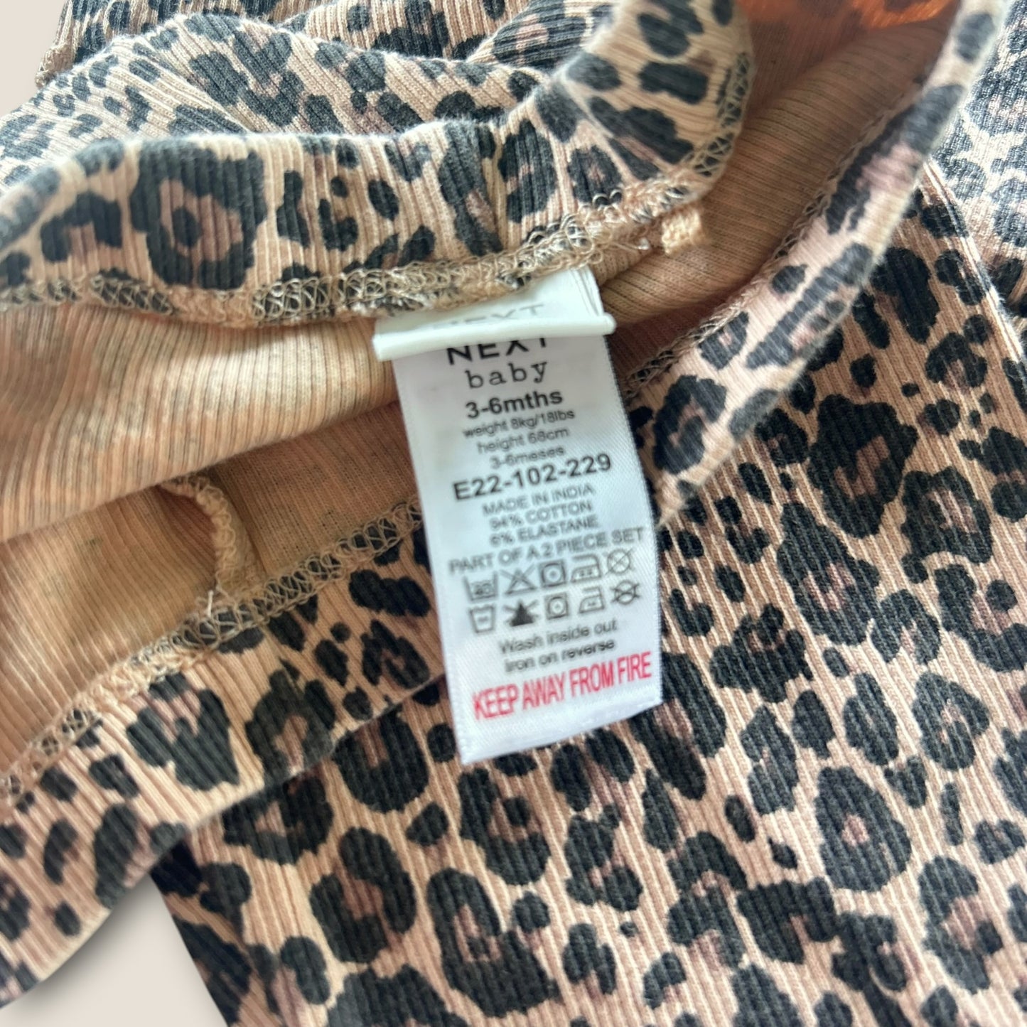 3-6 Months Next Brown Leopard Print Top and Leggings Set Co ord