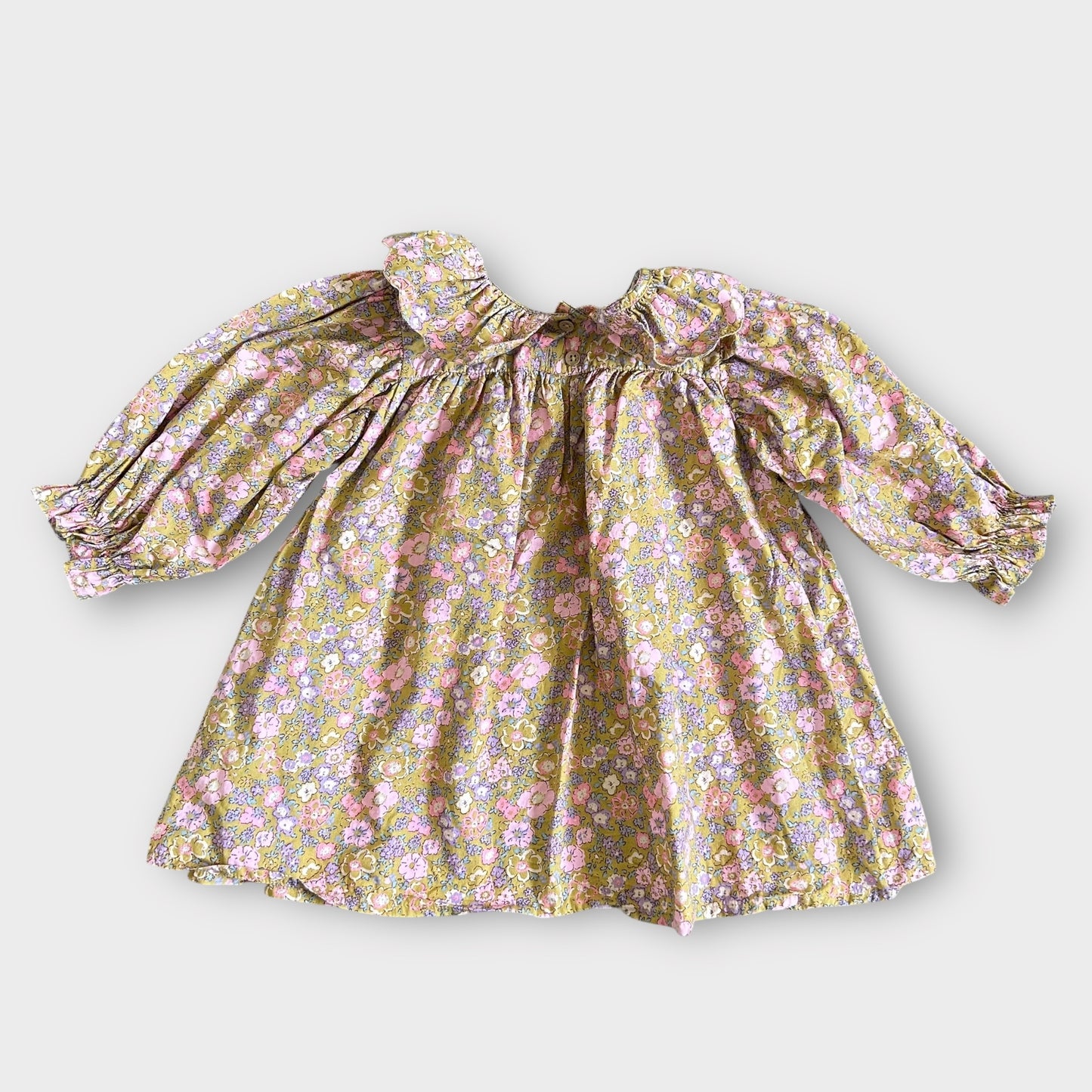 12-18 Months Next Green and Pink Floral Scalloped Collar Shirt Dress
