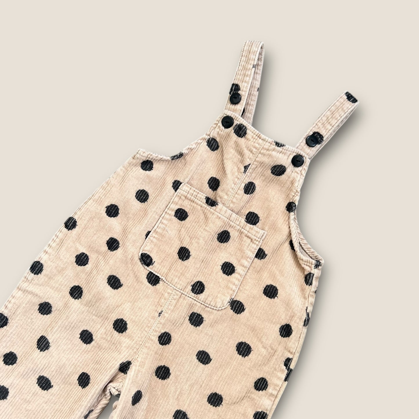 18-24 Months Zara Unisex Beige Polka Dot Corduroy Dungarees