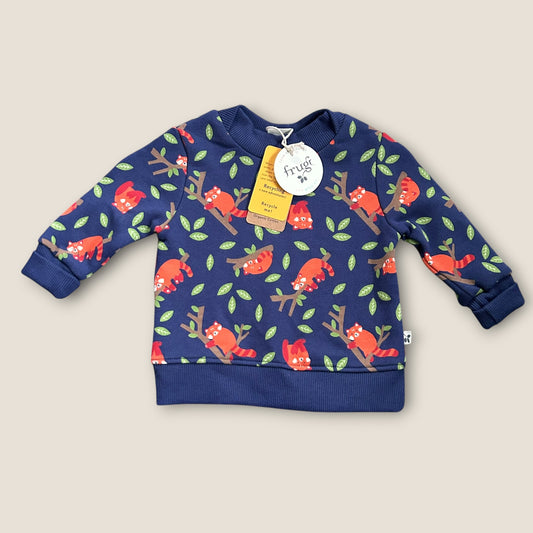 3-6 Months Frugi Navy Blue Red Panda Printed Sweatshirt New